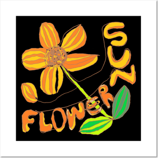 sunflower, flowers, one line drawing Posters and Art